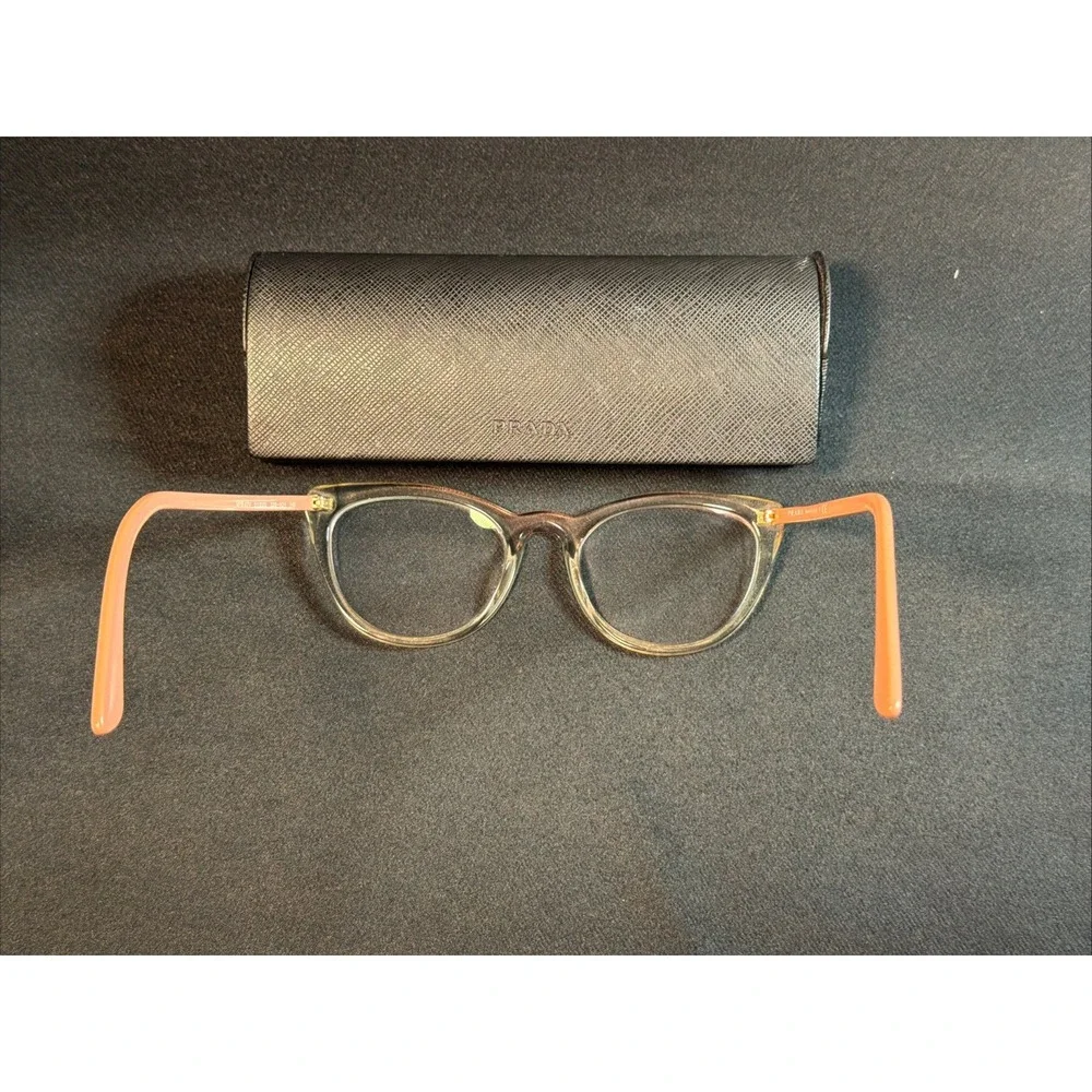 Prada VPR 07V Clear Pink Nude Cat Eye Eyeglasses Frames 51[]20-145 W/ Case
